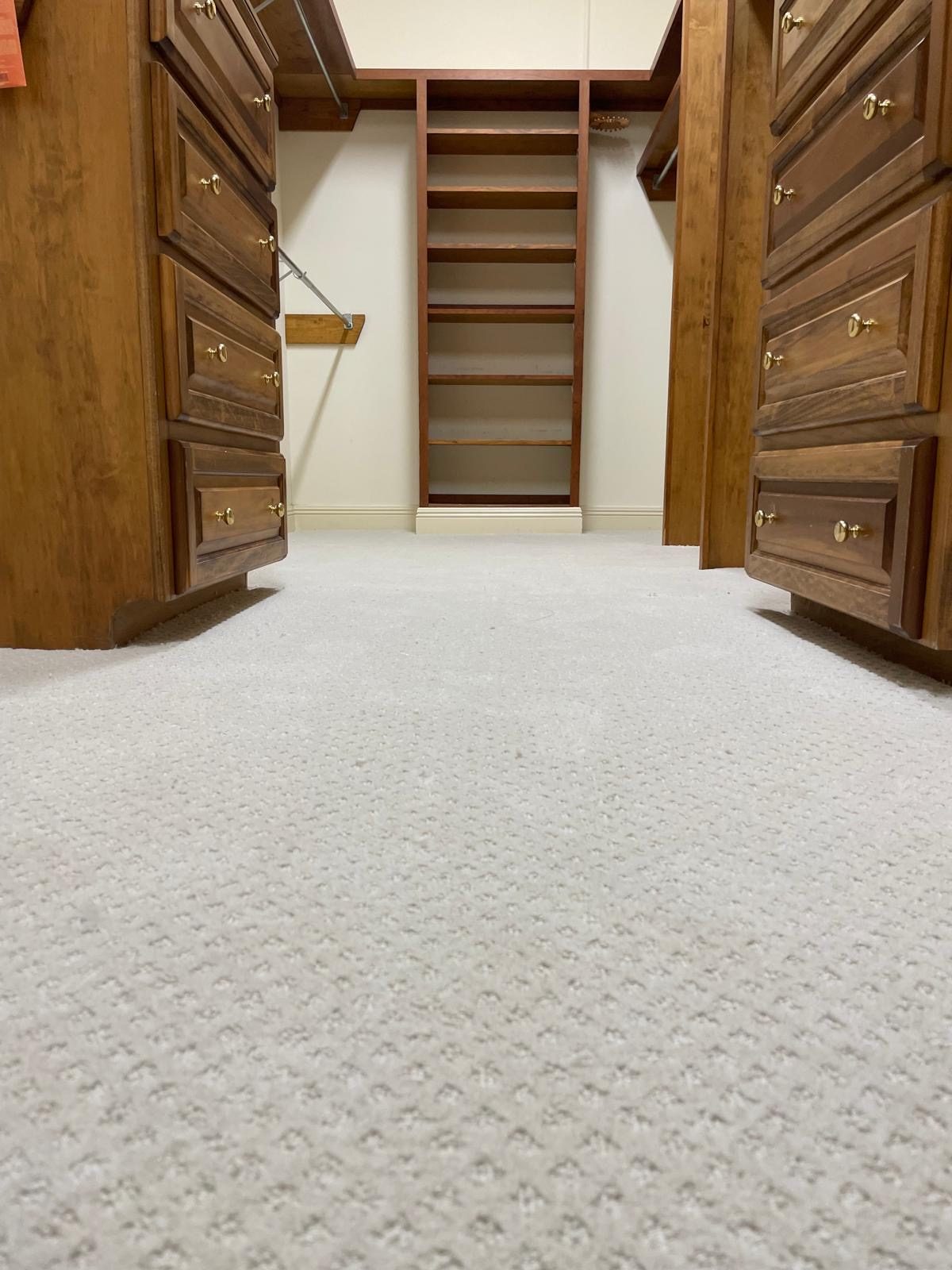 New carpet installation in walk-in closet
